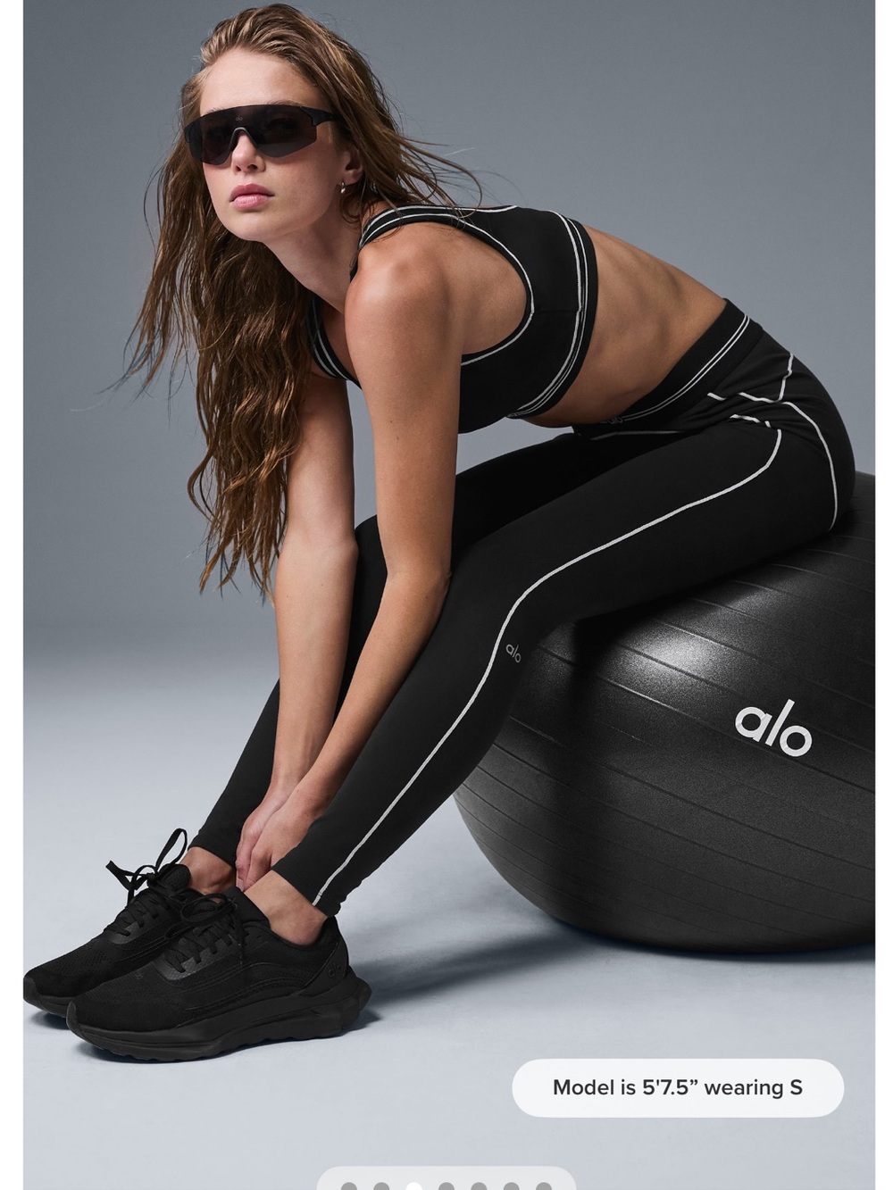 ALO Airbrush Throb  Black High-Rise Leggings with Contrast Piping